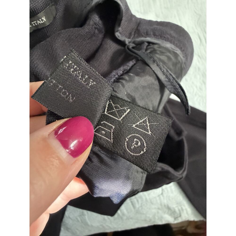 Vintage Prada 90s Y2K Black Trouser Pants Italy Cotton Knit Crop Sz 38 XS Small - Picture 8 of 9